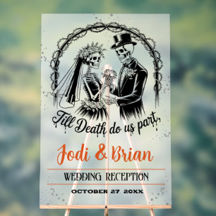 Till Death Do Us Part Halloween Wedding Welcome Acrylic Sign