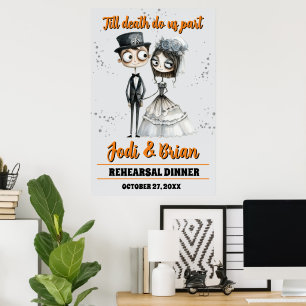 Till Death Do Us Part Halloween Wedding Welcome Poster