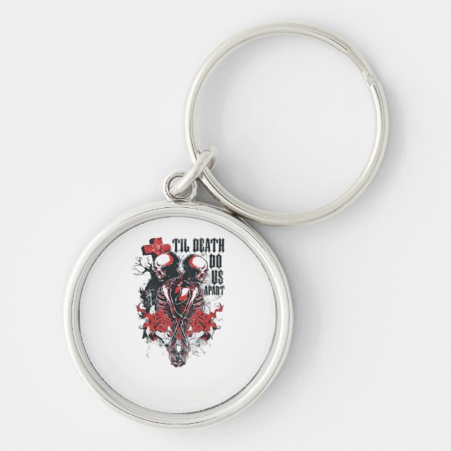 Till Death Do Us Part – Minimalist Skeleton Art Fo Keychain (Front)