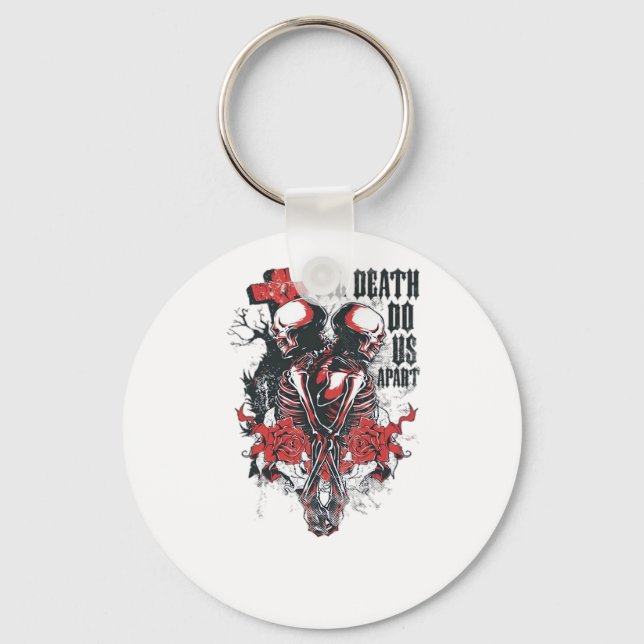 Till Death Do Us Part – Minimalist Skeleton Art Fo Keychain (Front)