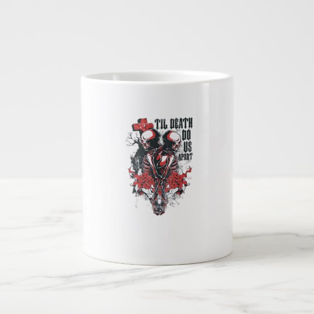 Till Death Do Us Part – Minimalist Skeleton Art Fo Large Coffee Mug (Front)