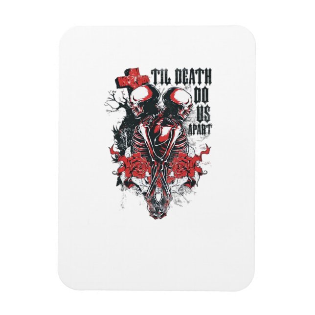 Till Death Do Us Part – Minimalist Skeleton Art Fo Magnet (Vertical)