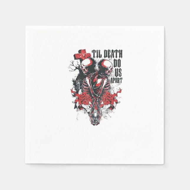Till Death Do Us Part – Minimalist Skeleton Art Fo Napkin (Front)