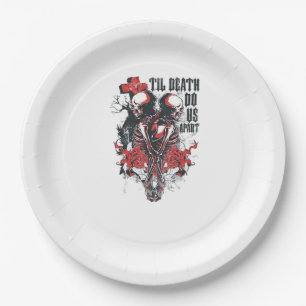 Till Death Do Us Part – Minimalist Skeleton Art Fo Paper Plate