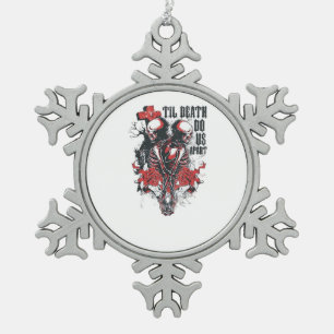 Till Death Do Us Part – Minimalist Skeleton Art Fo Snowflake Pewter Christmas Ornament