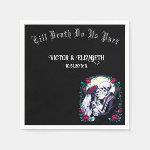 Till Death Do Us Part Moonlit Skeleton Wedding Napkin