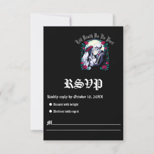 Till Death Do Us Part Moonlit Skeleton Wedding RSVP Card