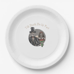 Till Death Do Us Part - Newlywed Skull Married Cou Paper Plate