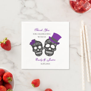 Till Death Do Us Part Purple Personalized Wedding Napkin