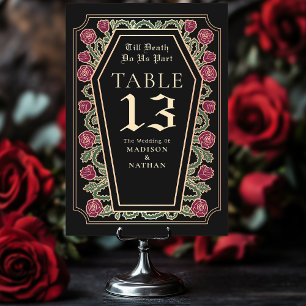 Till Death Do Us Part Rose Black Gothic Wedding Table Number