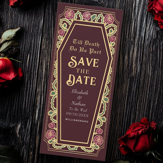Till Death Do Us Part Rose Red Goth Save the Date Invitation (Creator Uploaded)