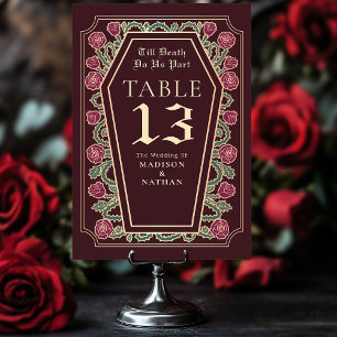Till Death Do Us Part Rose Red Gothic Wedding Table Number