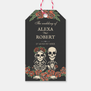 Till death do us part roses skeleton wedding gift tags