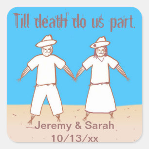 Till death do us part Scarecrow Wedding Stickers