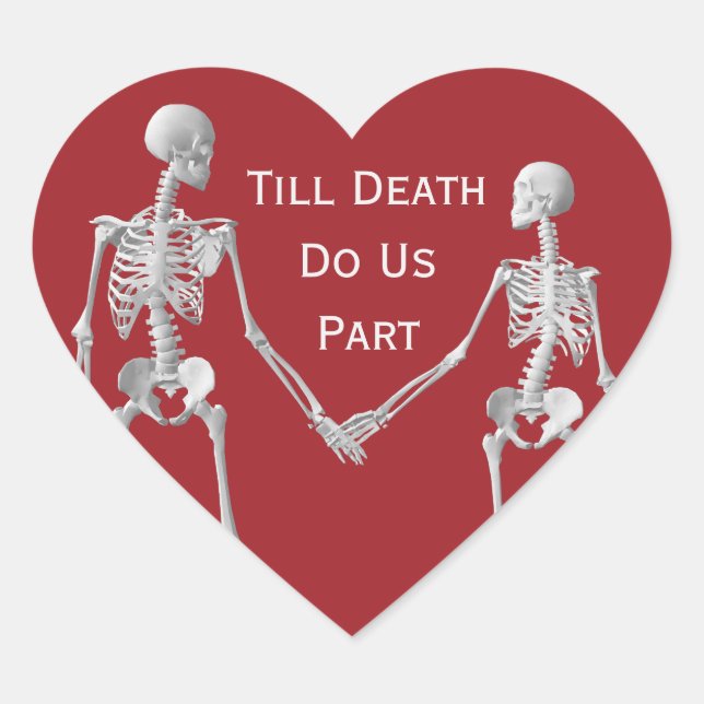 Till Death Do Us Part Skeleton Black Heart Sticker (Front)