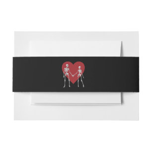 Till Death Do Us Part Skeleton Black Invitation Belly Band