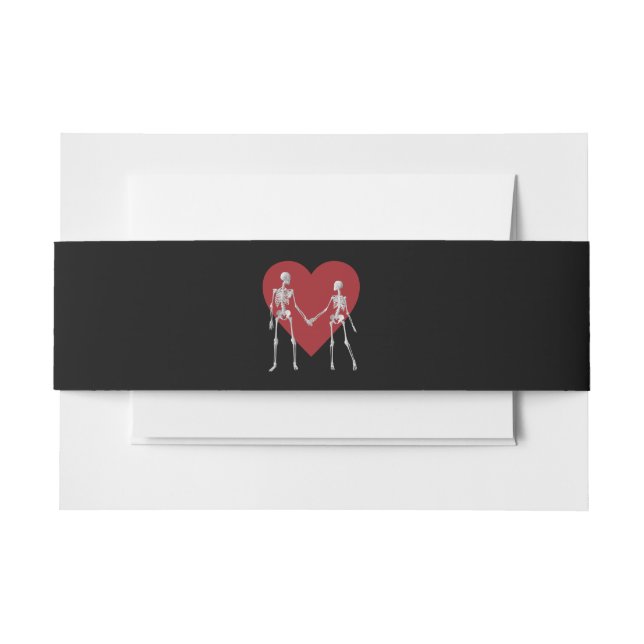 Till Death Do Us Part Skeleton Black Invitation Belly Band (Front Example)