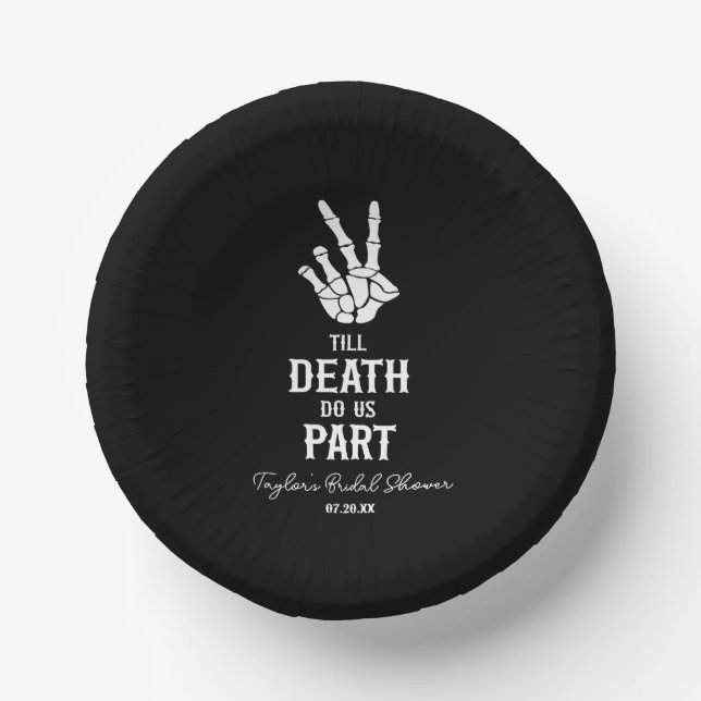 Till Death Do Us Part Skeleton Bridal Shower Paper Plate (Front)