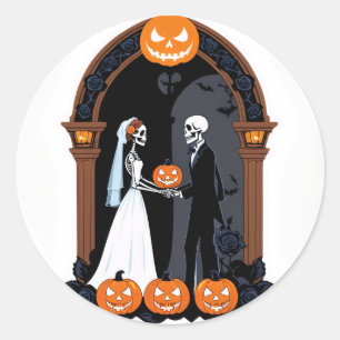 Till Death Do Us Part – Skeleton Bride & Groom Got Classic Round Sticker