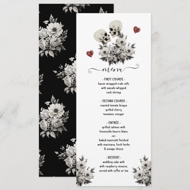 Till death do us Part, Skeleton Bride Groom Menu (Front/Back)