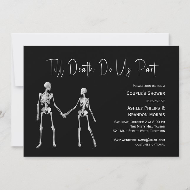 Till Death Do Us Part Skeleton Couple's Shower Invitation (Front)