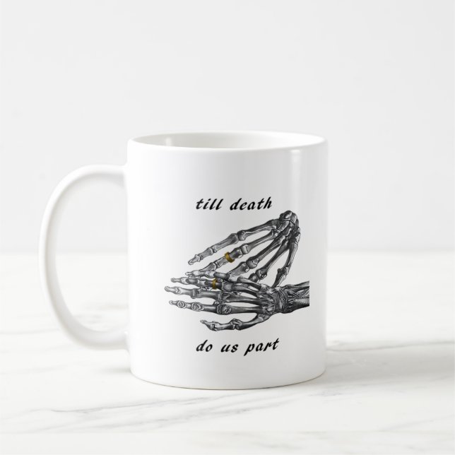Till Death Do Us Part Skeleton Hands (Cream) Class Coffee Mug (Left)