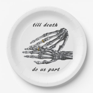 Till Death Do Us Part Skeleton Hands (Cream) Class Paper Plate