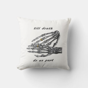Till Death Do Us Part Skeleton Hands (Cream) Class Throw Pillow