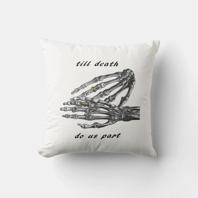 Till Death Do Us Part Skeleton Hands (Cream) Class Throw Pillow (Front)