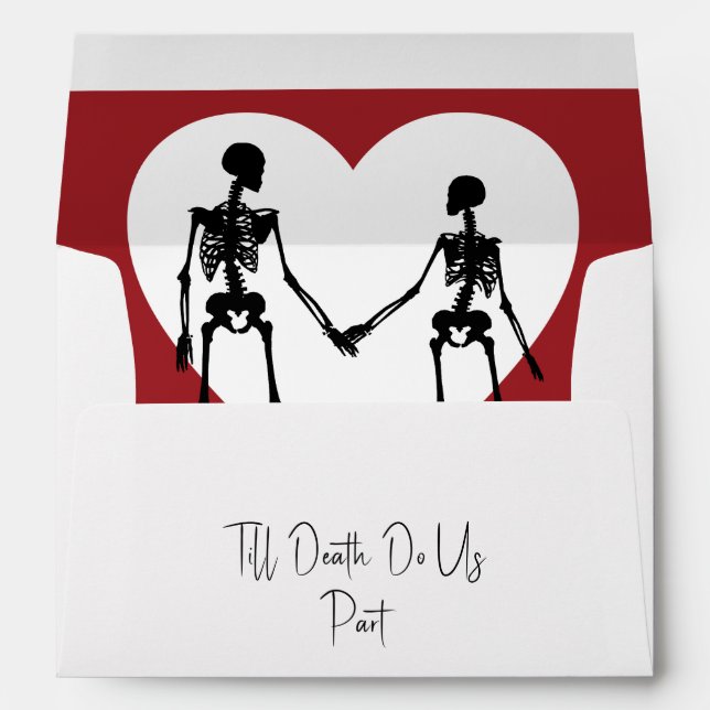 Till Death Do Us Part Skeleton Red Invitation Envelope (Back (Bottom))