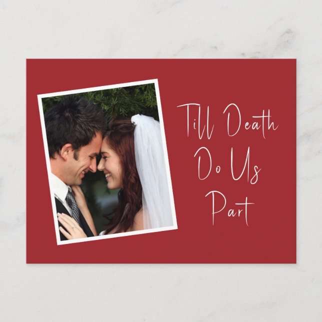 Till Death Do Us Part Skeleton Red Save The Date Postcard (Front)