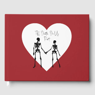 Till Death Do Us Part Skeleton Wedding Red Guest Book