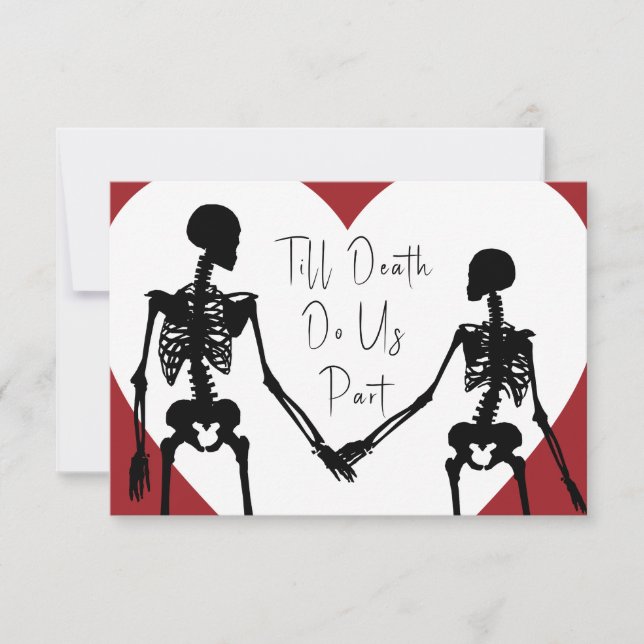 Till Death Do Us Part Skeleton Wedding Red RSVP (Front)