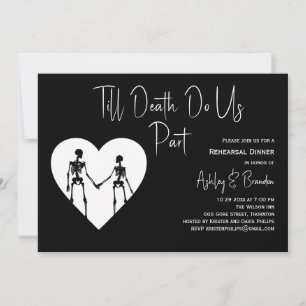 Till Death Do Us Part Skeleton White Rehearsal Invitation