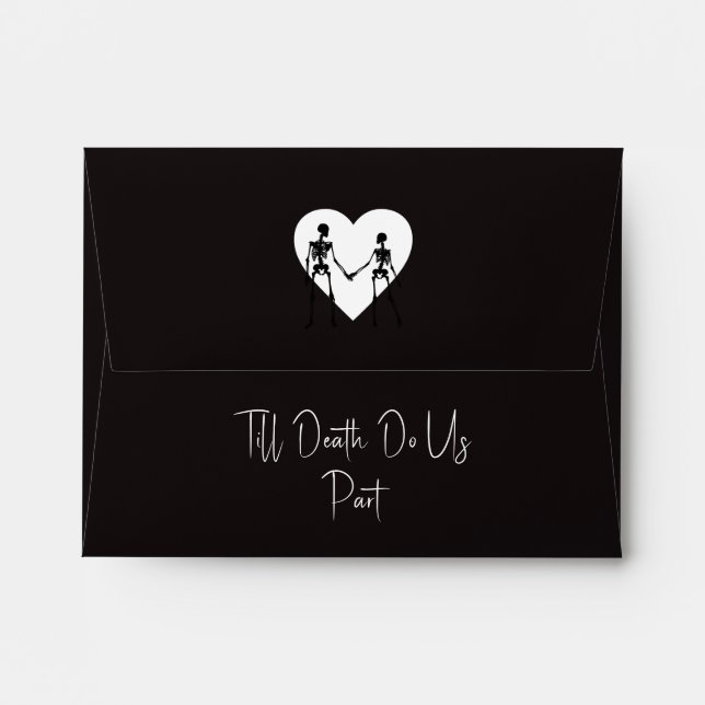 Till Death Do Us Part Skeleton White RSVP Envelope (Back (Top Flap))