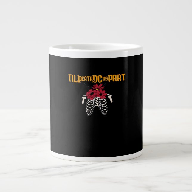 Till Death Do Us Part Skeleton With Red Flowers Cl Large Coffee Mug (Front)