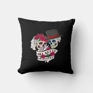 Till Death Do Us Part Skull Throw Pillow