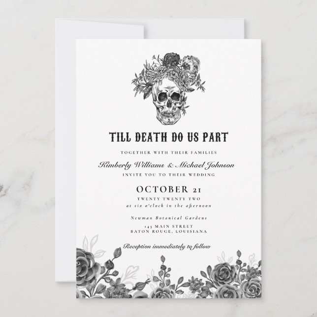 Till Death Do Us Part Skull Wedding Invitation (Front)