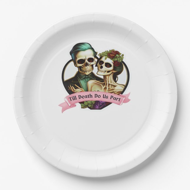 Till Death Do Us Part Valentine Skeleton Classic  Paper Plate (Front)