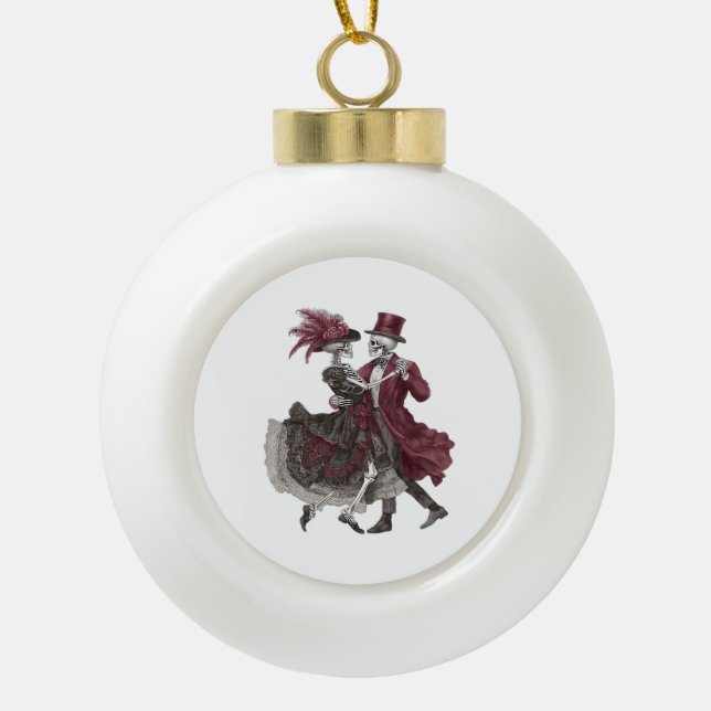 Till Death Do Us Part – Victorian Skeleton Couple  Ceramic Ball Christmas Ornament (Front)