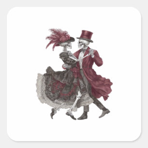 Till Death Do Us Part – Victorian Skeleton Couple  Square Sticker