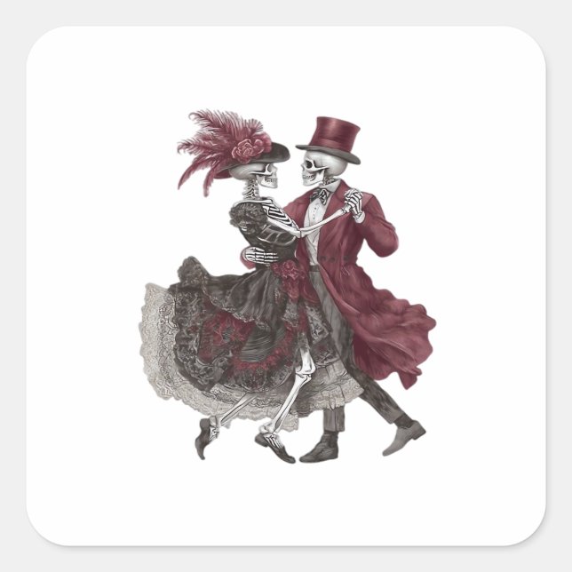 Till Death Do Us Part – Victorian Skeleton Couple  Square Sticker (Front)