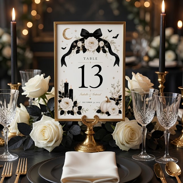 Till Death Do Us Part Wedding Gothic Black Bow  Table Number (Creator Uploaded)