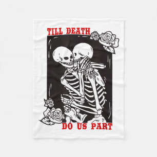 Till Death Do Us Part Wedding Skeleton Couple Vale Fleece Blanket