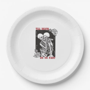Till Death Do Us Part Wedding Skeleton Couple Vale Paper Plate