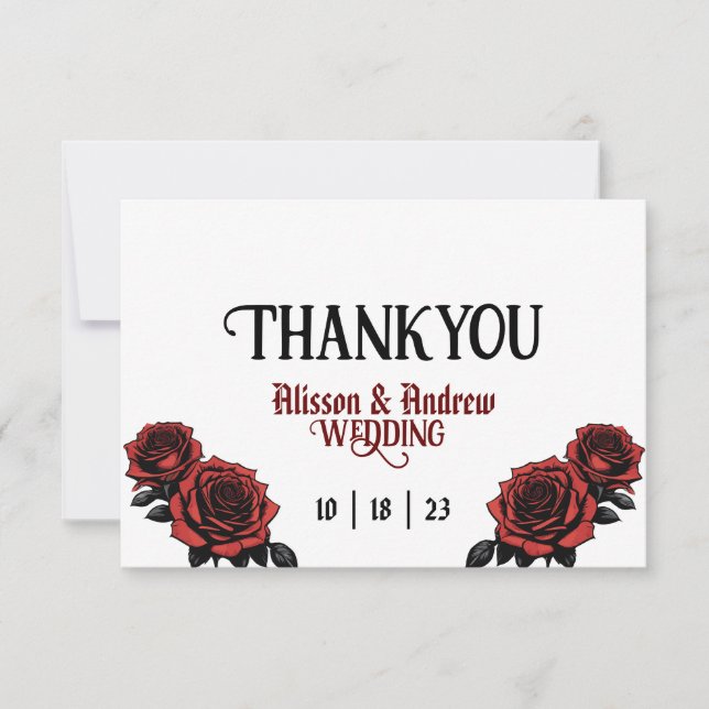 Till death do us part wedding skull couple thank you card (Front)