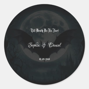 Till Death Do Us Part With Name Gothic Wedding Classic Round Sticker