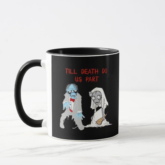Till Death Do Us Part Zombie Wedding Halloween Cou Mug (Left)