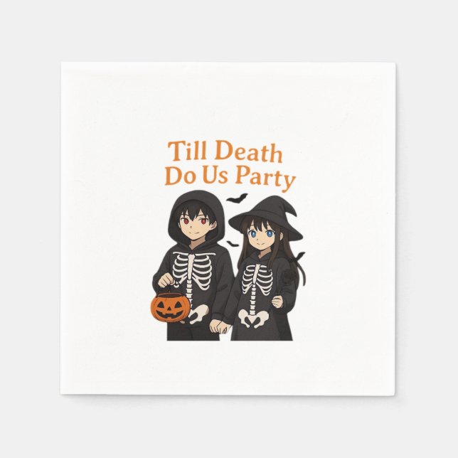 Till Death Do Us Party – Anime Halloween Couple Cl Napkin (Front)