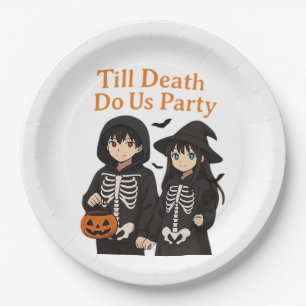 Till Death Do Us Party – Anime Halloween Couple Cl Paper Plate